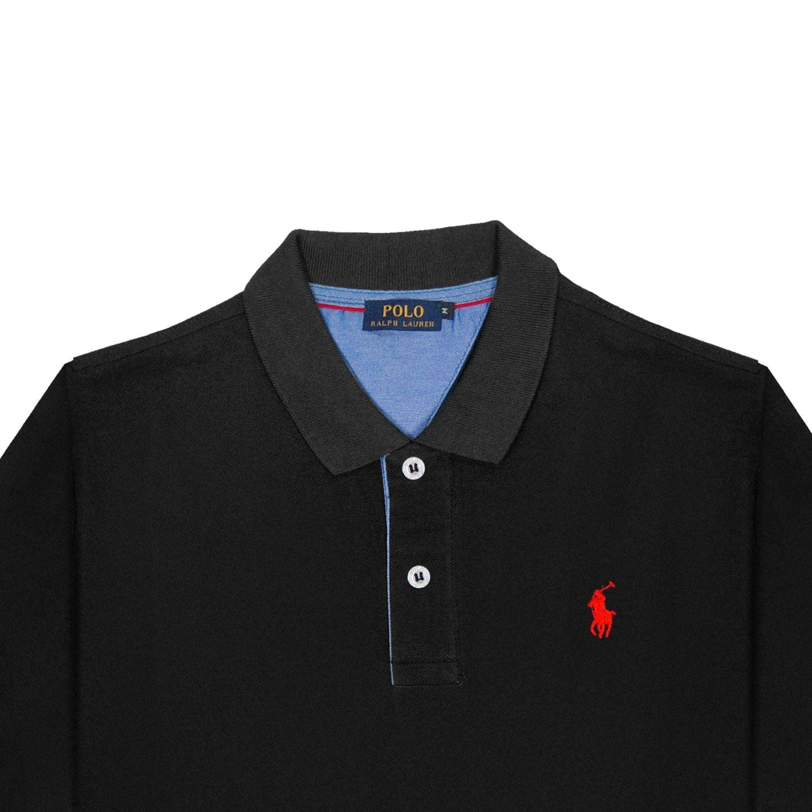 Polo πικέ Ralph Lauren μαύρο