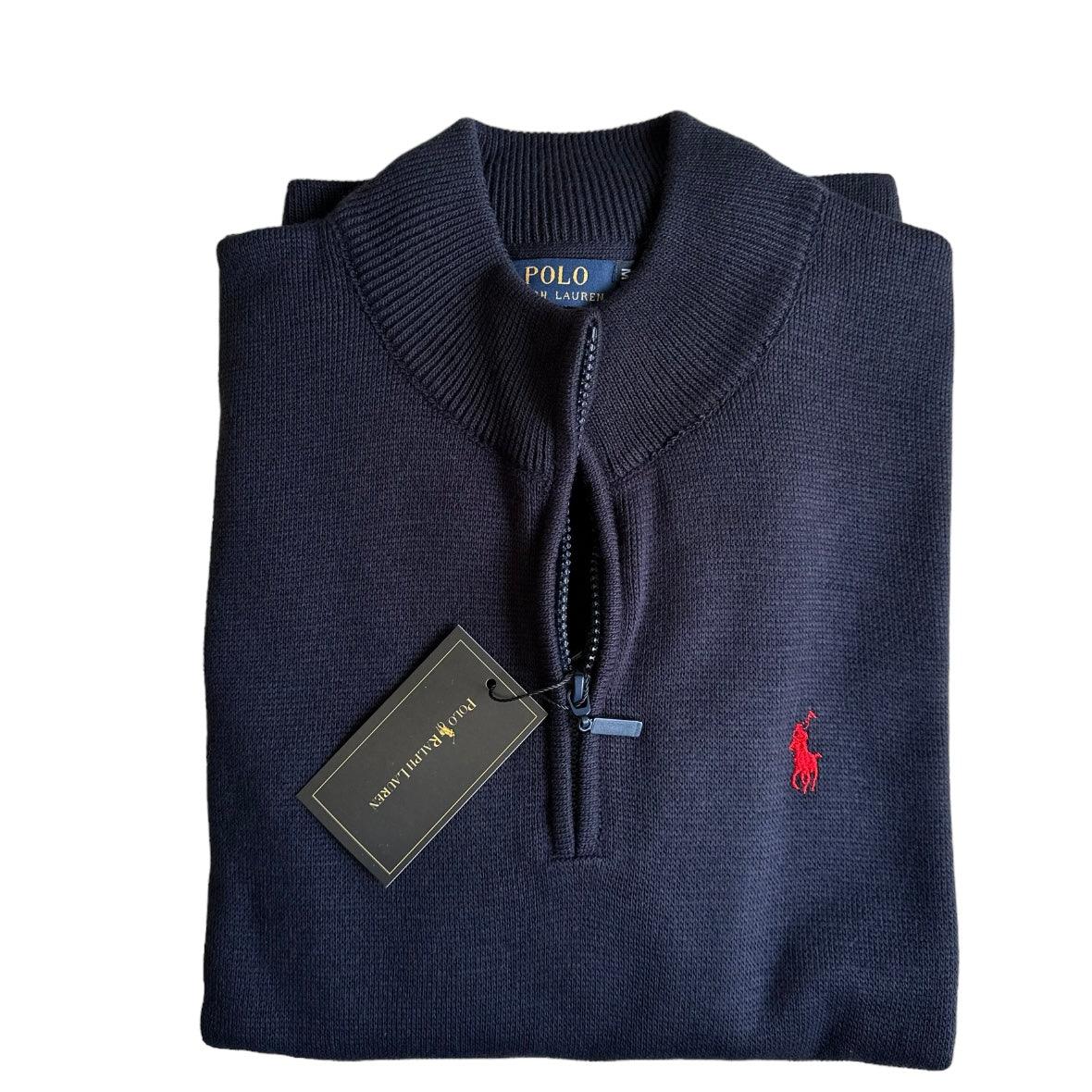 Polo half zip knitwear μπλε σκούρο