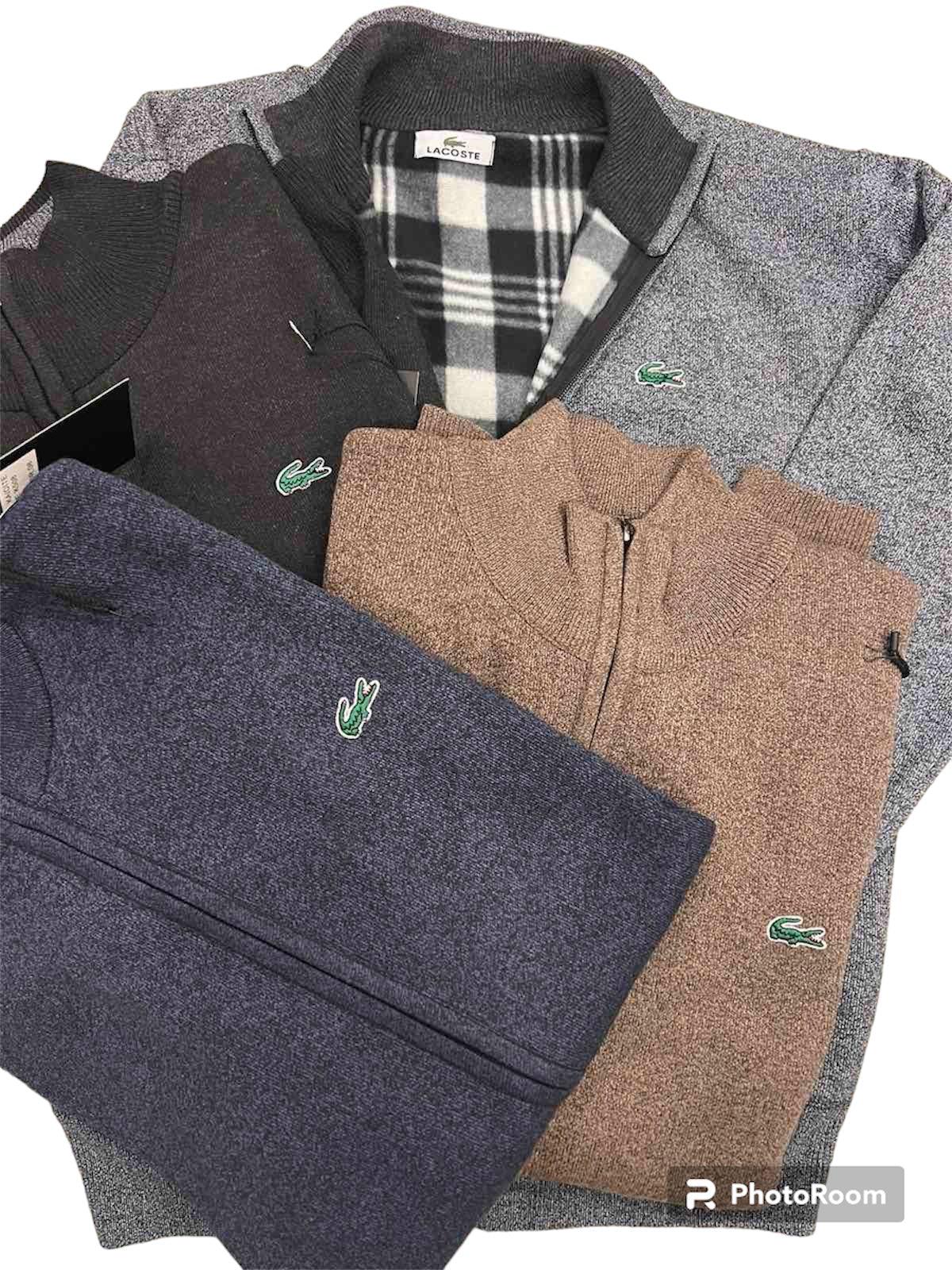 Lacoste Πλεχτή Ζακέτα με μάλλινη επένδυση μπλε ραφ