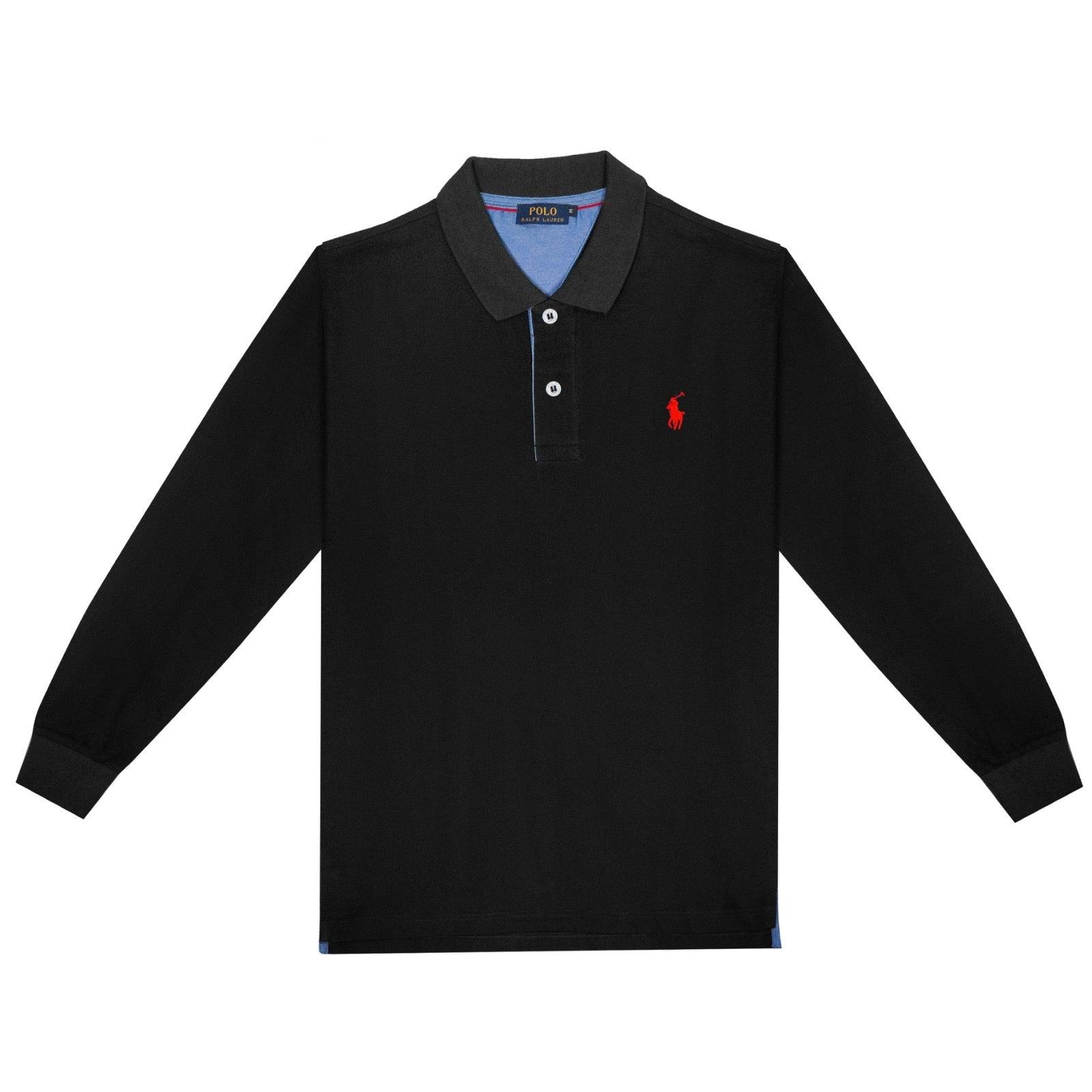 Polo πικέ Ralph Lauren μαύρο