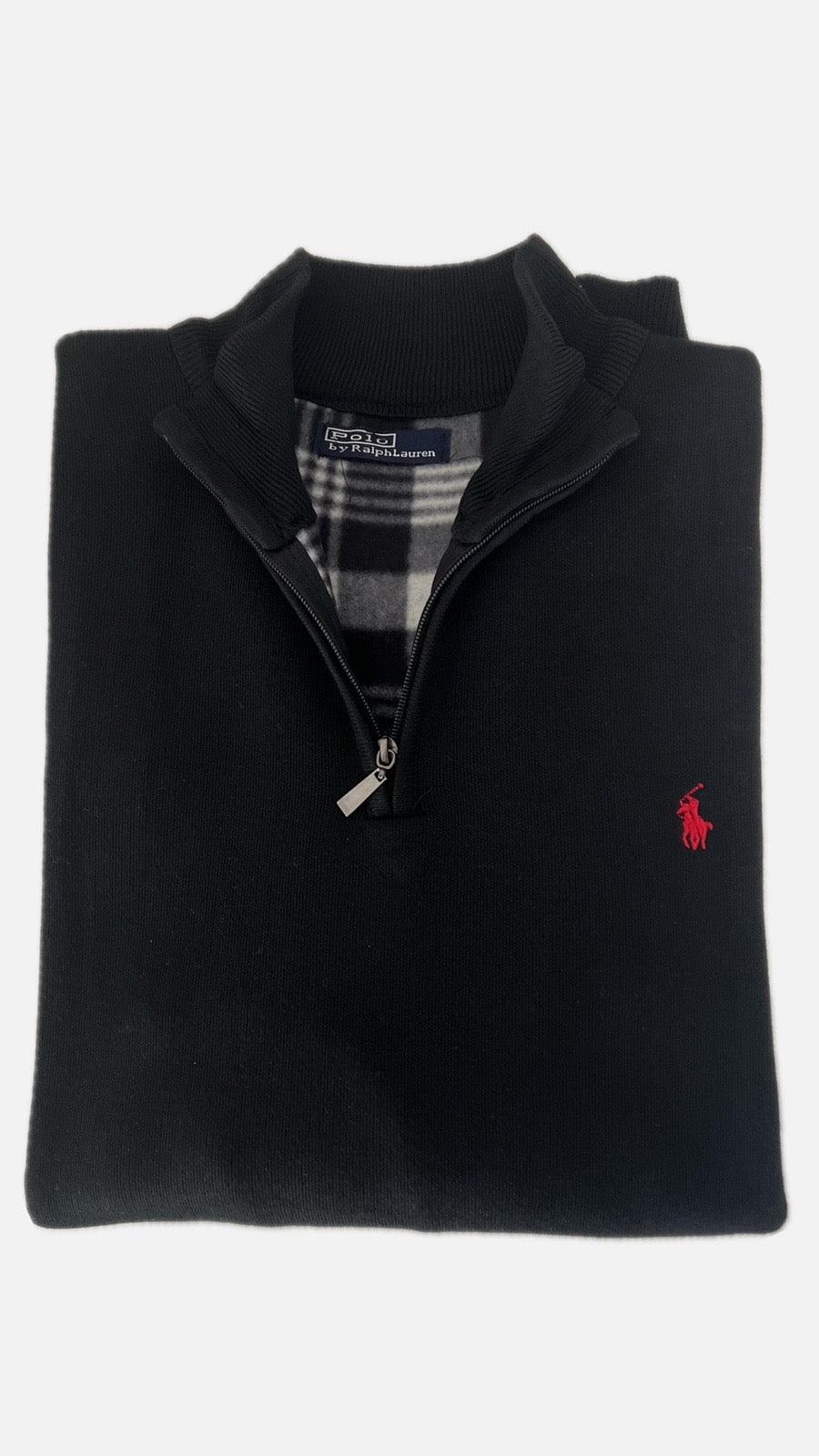 Polo half zip με μαλλινη επενδυση μαυρο